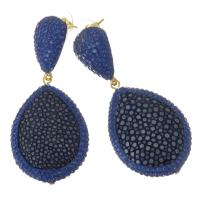 Rhinestone Earring Rhinestone Clay Pave with Zinc Alloy for woman blue 64mm Sold By Pair