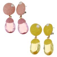 Boucles d'oreilles en perles d'eau douce, argile, avec perle & cristal & alliage de zinc, pour femme, plus de couleurs à choisir, 52mm,18x29mm, Vendu par paire