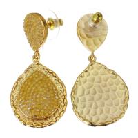 Rhinestone Earring, Rhinestone Clay Pave, with Tibetan Style, for woman, yellow, 47mm,22x30mm, Sold By Pair