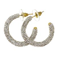 Rhinestone Earring Rhinestone Clay Pave with Zinc Alloy for woman white Sold By Pair