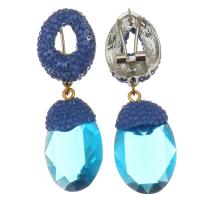 Crystal Earrings Rhinestone Clay Pave with Crystal & Zinc Alloy for woman blue 54mm Sold By Pair