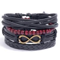 PU Leather Cord Bracelets bracelet with Zinc Alloy plated 4 pieces & fashion jewelry & Unisex 6CM 17-18CM 8-9CM 7.9CM 9.7CM Sold By Set