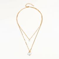 Mode Multi laag ketting, Zinc Alloy, met Kristal & Plastic Pearl, plated, mode sieraden, goud, Verkocht door Strand