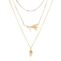 Ogrlica više sloj, Cink Alloy, s Plastična Pearl, pozlaćen, modni nakit, zlato, Prodano By Strand