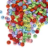 Acrylic Jewelry Beads, Smiling Face, DIY & enamel, more colors for choice, 4x7mm, 100PCs/Bag, Sold By Bag