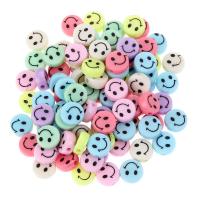 Resin Jewelry Beads, Round, printing, DIY, mixed colors, 6.10x15mm, 50PCs/Bag, Sold By Bag