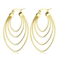 Titanium Steel Hoop Earring, plated, for woman, more colors for choice, 50mm, Sold By Pair