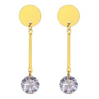 Titanium Steel Drop Earring with Cubic Zirconia plated for woman 45mm Sold By Pair