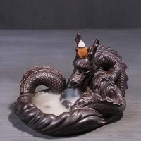 Backflow Incense Burner, Porcelain, Dragon, plated, for home and office & durable, 200x155x150mm, Sold By PC