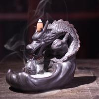 Backflow Incense Burner, Porcelain, Dragon, plated, for home and office & durable, 180x155x110mm, Sold By PC