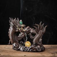 Backflow Incense Burner Resin Dragon plated for home and office & durable & with LED light Sold By PC