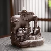 Backflow Incense Burner, Porcelain, Elephant, for home and office & durable, 116x126mm, Sold By PC