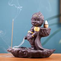 Backflow Incense Burner, Purple Clay, for home and office & durable, 145x130x205mm, Sold By PC