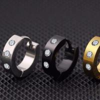 Titanium Steel Huggie Hoop Earring with Cubic Zirconia plated fashion jewelry & for woman Sold By PC