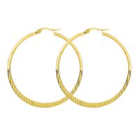 Titanium Steel Hoop Earring, plated, fashion jewelry & for woman, more colors for choice, 50x50mm, Sold By Pair