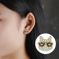 Brass Stud Earring with Cubic Zirconia & Rhinestone plated fashion jewelry & for woman Sold By Pair