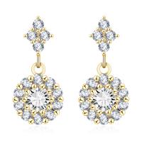 Brass Drop Earring with Cubic Zirconia plated fashion jewelry & for woman Sold By Pair