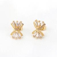 Cubic Zirconia Micro Pave Brass Earring with Cubic Zirconia plated fashion jewelry & for woman Sold By Pair