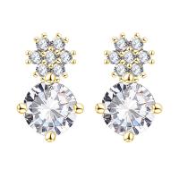 Cubic Zirconia Micro Pave Brass Earring with Cubic Zirconia plated fashion jewelry & for woman 17mm Sold By Pair