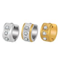 Stainless Steel Huggie Hoop Earring with Cubic Zirconia plated fashion jewelry & Unisex Sold By Pair