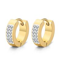 Stainless Steel Huggie Hoop Earring with Cubic Zirconia plated fashion jewelry & Unisex Sold By PC
