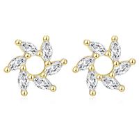 Brass Stud Earring, with Cubic Zirconia, plated, fashion jewelry & for woman, more colors for choice, 10x10mm, Sold By Pair