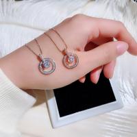 Zinc Alloy Jewelry Necklace with 1.57inch extender chain Donut plated for woman & with rhinestone & hollow nickel lead & cadmium free Sold Per Approx 7 Inch Strand