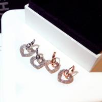 Zinc Alloy Huggie Hoop Drop Earring Heart plated for woman & with rhinestone & hollow nickel lead & cadmium free Sold By Pair