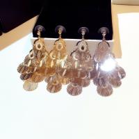 Zinklegierung Tropfen Ohrring, plattiert, Koreanischen Stil & für Frau & hohl, keine, frei von Nickel, Blei & Kadmium, 76x40mm, verkauft von Paar