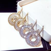 Zinc Alloy Huggie Hoop Drop Earring Donut plated for woman & with rhinestone & hollow nickel lead & cadmium free Sold By Pair