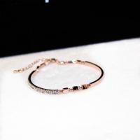 Bracelet en alliage de zinc, avec 1.57inch chaînes de rallonge, Plaqué de couleur d'or rose, pour femme & avec strass, protéger l'environnement, sans nickel, plomb et cadmium, Vendu par Environ 6.3 pouce brin