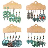 Zinc Alloy Earring Set earring with Turquoise & Wood plated fashion jewelry Sold By Set