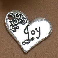 Tibetan Style Heart Pendants, plated, DIY, silver color, 21*18mm, Sold By PC