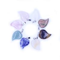 Gemstone Pendants Jewelry Natural Stone Heart polished durable & DIY mixed colors Sold By PC