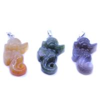 Bijoux pendentifs agate, avec alliage de zinc, hippocampe, poli, DIY, plus de couleurs à choisir, 50x30x10mm, Vendu par PC