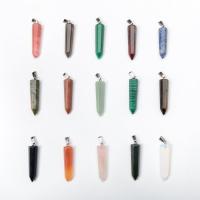 Gemstone Pendants Jewelry Natural Stone polished DIY mixed colors Sold By PC