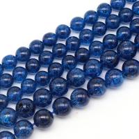 Χάντρες Crackle Quartz, Γύρος, γυαλισμένο, DIY & διαφορετικό μέγεθος για την επιλογή, μπλε, Sold Με Strand
