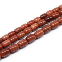 Goldstein Perlen, Goldsand, Trommel, poliert, DIY & verschiedene Größen vorhanden, Henna Rot, verkauft von Strang
