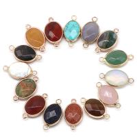 Gemstone Connector, Natural Stone, with Tibetan Style, Oval, gold color plated, DIY, more colors for choice, 12x16mm, Sold By PC