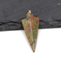 Gemstone Pendants Jewelry, Natural Stone, with Tibetan Style, arrowhead, polished, DIY, more colors for choice, 18x43mm, Sold By PC