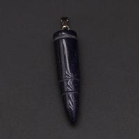 Gemstone Pendants Jewelry, Natural Stone, with Tibetan Style, Bullet, polished, DIY, more colors for choice, 10x38mm, Sold By PC