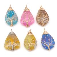 Gemstone Pendants Jewelry Natural Stone with Brass polished DIY Sold By PC