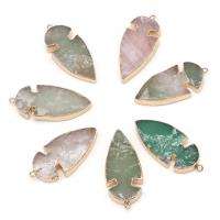 Gemstone Pendants Jewelry, Natural Stone, with Tibetan Style, gold color plated, DIY, more colors for choice, 30x40mm, Sold By PC
