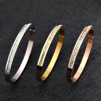 Titanium Steel Bracelet & Bangle, with Cubic Zirconia, plated, fashion jewelry & for woman, more colors for choice, 170mm, Sold By PC