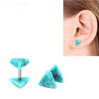 Stainless Steel Stud Earrings, 316L Stainless Steel, with Turquoise, plated, fashion jewelry & for woman, more colors for choice, 1.20x6mm, Sold By PC