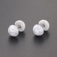 Stainless Steel Stud Earrings 316L Stainless Steel with Howlite fashion jewelry & for woman Sold By PC