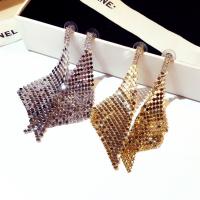 Tibetan Style Drop Earring, Geometrical Pattern, plated, for woman & with rhinestone, more colors for choice, nickel, lead & cadmium free, 100x61mm, Sold By Pair
