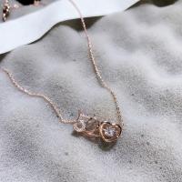 Zinc Alloy Necklace with 1.57inch extender chain Number rose gold color plated oval chain & for woman & with rhinestone & hollow nickel lead & cadmium free Sold Per Approx 7 Inch Strand