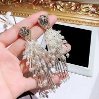 Zinc Alloy Drop Earring with Plastic Pearl plated for woman & with rhinestone nickel lead & cadmium free Sold By Pair