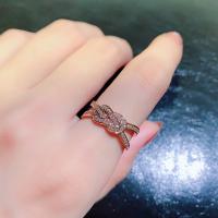 Zinc Alloy fingerring, Geometrisk mønster, rosa guld farve forgyldt, justerbar & for kvinde & med rhinestone & hule, nikkel, bly & cadmium fri, Størrelse:6-8, Solgt af PC